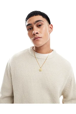 ASOS Oversized trøje i havrefarvet patentstrik-Neutral