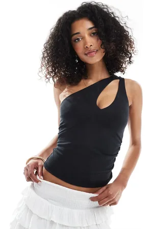 Bershka Halvgennemsigtig oneshoulder-top - Del af sæt