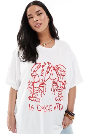 VERO MODA Oversized boyfriend-T-shirt med grafisk hummerprint
