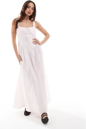 ASOS Pastellyserød midi-sundress med korset-overdel og blondekanter