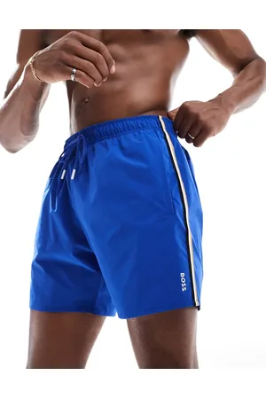 HUGO BOSS BOSS - Iconic - Blå badeshorts med striber i siden
