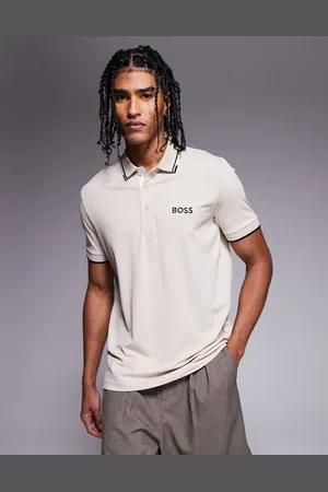 HUGO BOSS Paddy Pro - poloskjorte i jersey med ikonlogo og kontrastkanter-Neutral