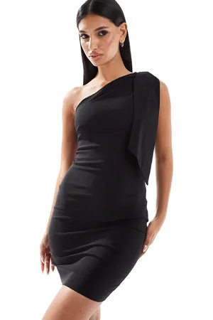 Vesper Bodycon-minikjole med oneshoulder-snit og tørklædedetalje i bengalin