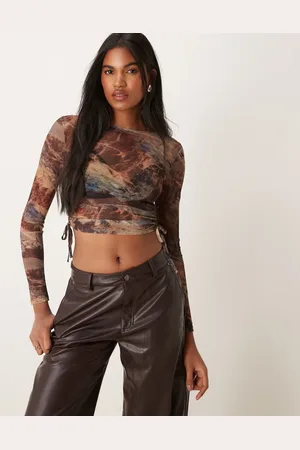 New Look Mesh-top med rynkede sider og mønster
