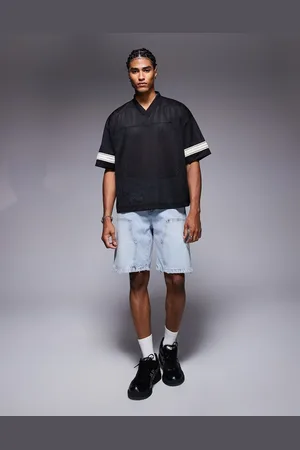 The Couture Club Denimshorts med snedkerdetaljer i lyseblå vask