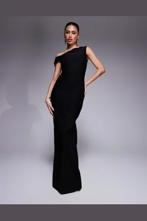 Vesper Bodycon-maxikjole med oneshoulder-snit og knudedetalje i bengalin