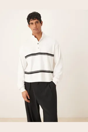 ASOS Oversized sweatshirt i let ribstrik med sænkede skuldre, ståkrave og firkantet pasform