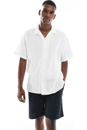 JACK & JONES Hvid skjorte med reverskrave og krøllet tekstur