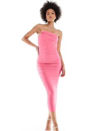 Vesper Bodycon-midikjole i bengalin med asymmetrisk bandeau-snit