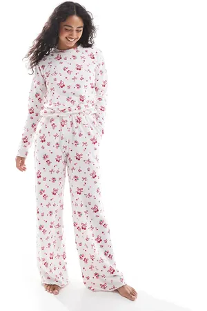 Threadbare Langærmet og pyjamastop med lyserødt sløjfeprint