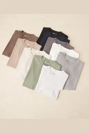 Abercrombie & Fitch Essential - Pakke med 10 T-shirts i forskellige farver