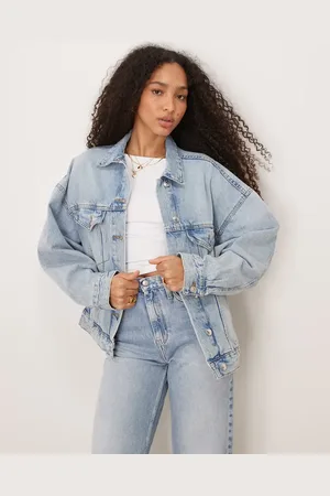 Gina Tricot Oversized boyfriend-denimjakke i lyseblå vask