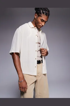 ASOS Oversized skjorte med tekstur i firkantet pasform-Blå