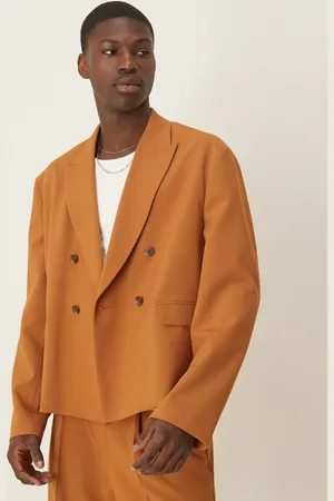 ASOS Rustfarvet habitjakke i hørlook i firkantet pasform-Orange