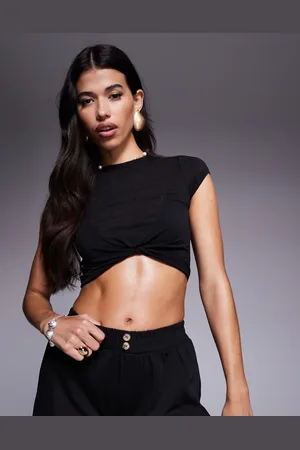 ASOS Croptop med korte ærmer og knudedetalje foran i mesh