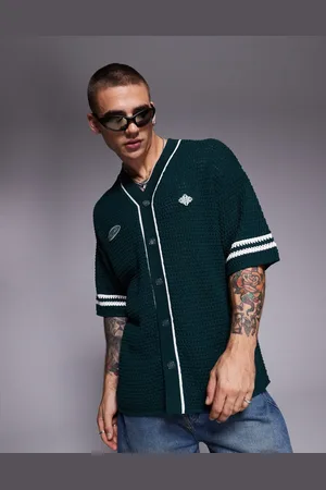The Couture Club Skovgrøn oversized strikket baseball-trøje