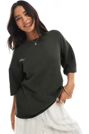 ASOS Kakigrøn afslappet T-shirt i løstsiddende strik