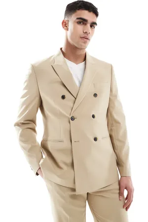 ASOS Dobbeltradet habitjakke i slim fit-Neutral