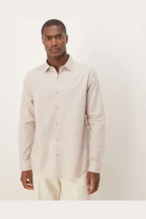 ASOS Formel skjorte i hørblanding med regular fit-pasform-Neutral