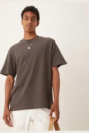 MANGO Chokoladebrun T-shirt i regular fit med tekstur
