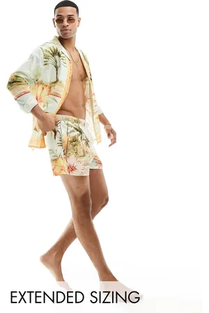 ASOS Korte badeshorts med tropisk print - Del af sæt