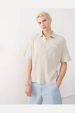 Weekday Ribstrikket skjorte i jersey-Neutral
