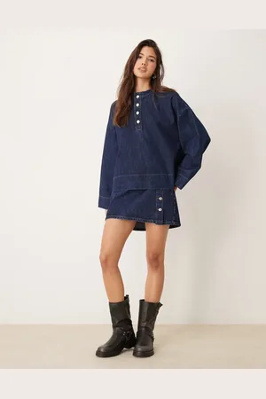 ASOS Indigoblå mininederdel med knapper i denim