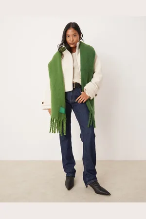 River Island Panggrønt vamset halstørklæde med ombré-effekt