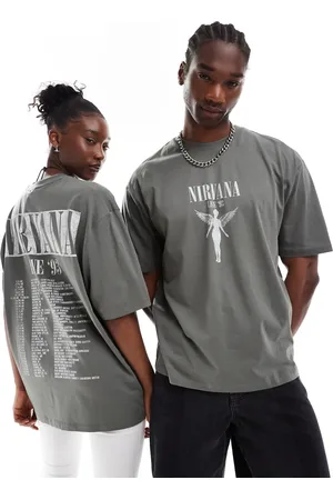 ASOS Unisex - Oversized T-shirt med licenseret Nirvana-tourprint i grå