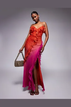 ASOS Maxikjole med ombré-design i chiffon-Multifarvet