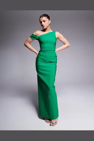 Vesper Bodycon-maxikjole i bengalin med oneshoulder-snit og knudedetalje