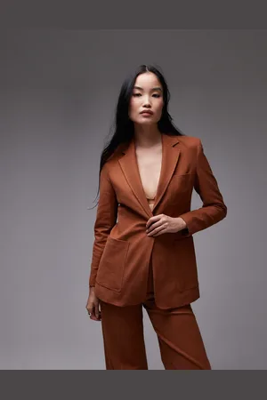 MANGO Slim-blazer i mørkorange - Del af sæt