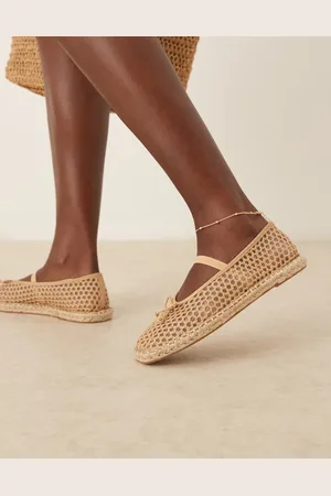 ASOS Jennie - Naturfarvede flade flettede ballerinasko i espadrille-stil-Neutral