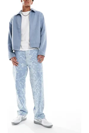 Pull&Bear Posede jeans med blåt tern