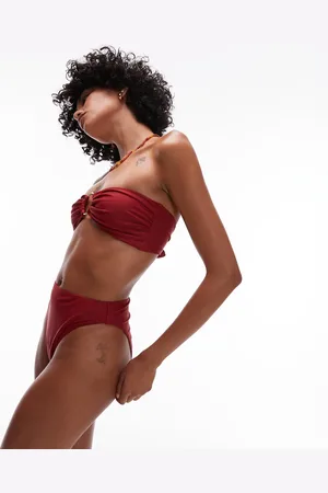 Topshop Thailand - Mørkerøde bikinitrusser med høj talje