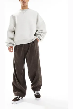 ASOS Brune oversized posede fløjlsbukser med plisseringer