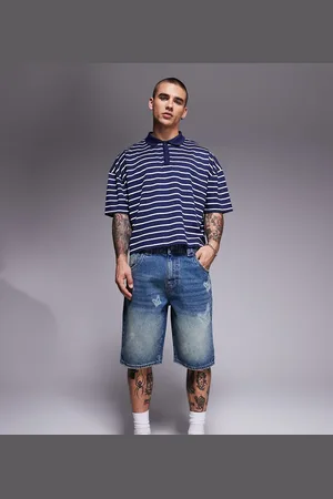 Good For Nothing Denimshorts i blå mellemvask med sommerfugleprint