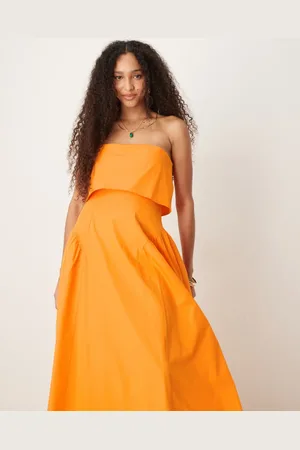 ASOS Bandeau-midikjole med foldet kant og kiler