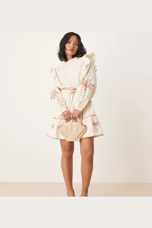 Never Fully Dressed Petite - Hvid minikjole med broderier