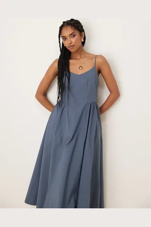 Threadbare Midikjole med sænket talje i bomuld