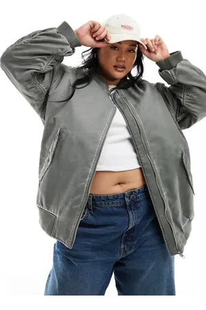 ASOS ASOS DESIGN Curve - Oversized bomber-jakke i syrevask-Sort