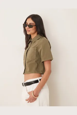 ASOS Kakigrøn cropped denimskjorte