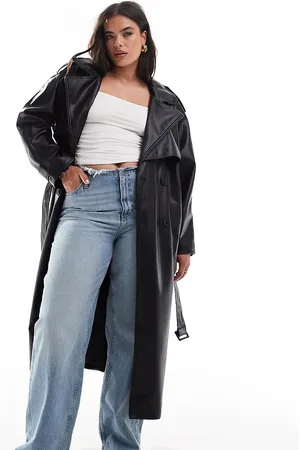 ASOS ASOS DESIGN Curve - trenchcoat i læderlook