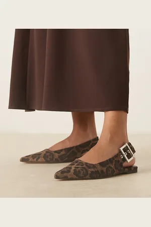 ASOS Wide Fit - Ballerinaer med spændedetalje og hælrem i leopardprint-Multifarvet