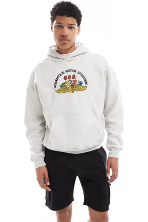 Hollister Grå sweatshirt med bilmotiv i firkantet pasform