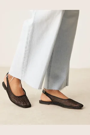 ASOS Lisse - Sorte flettede ballerinaer med slingback-rem og spids snude