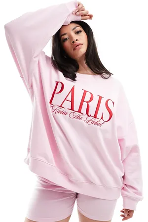 Kaiia Paris Plus - Lyserød sweatshirt med motiv - Del af sæt