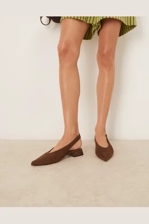 ASOS Leonora - Chokoladebrune ballerinaer i imiteret ruskind med hælrem