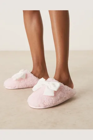 Boux Avenue Pink mule-hjemmesko med store sløjfer