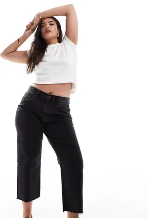 ASOS ASOS DESIGN Curve - Ankellange sorte jeans med lige ben